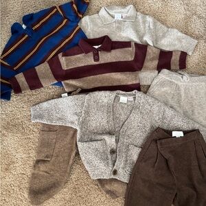 Zara Kids Blue and Brown Crewneck Set